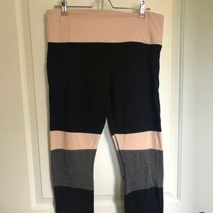Athleta Modblock Salutation Tight- Black/Pink/Heather Grey